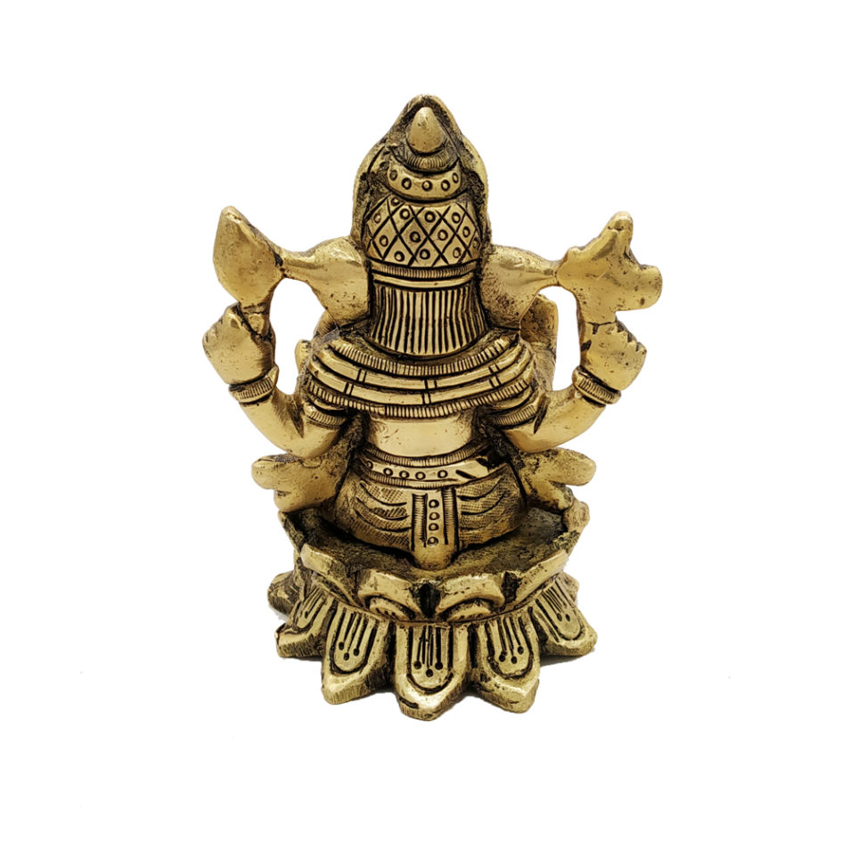 Brass Lotus Ganesha statue Antique Finished