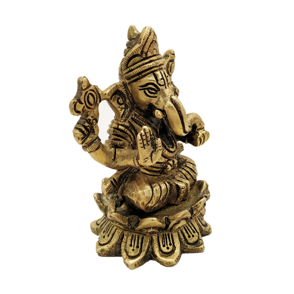 Brass Lotus Ganesha statue Antique Finished