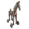 Brass Old Tribe Horse On Wheel Antique Finised Home decor