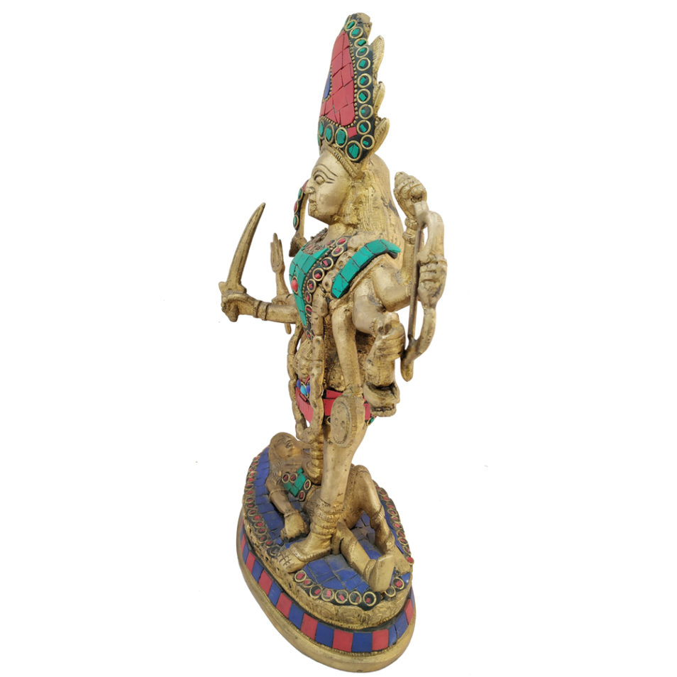 Brass Kaali Statue With Stone Work Hindu Goddess