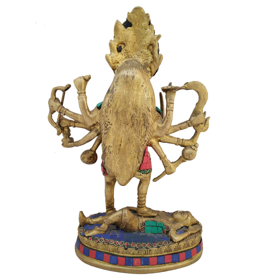 Brass Kaali Statue With Stone Work Hindu Goddess