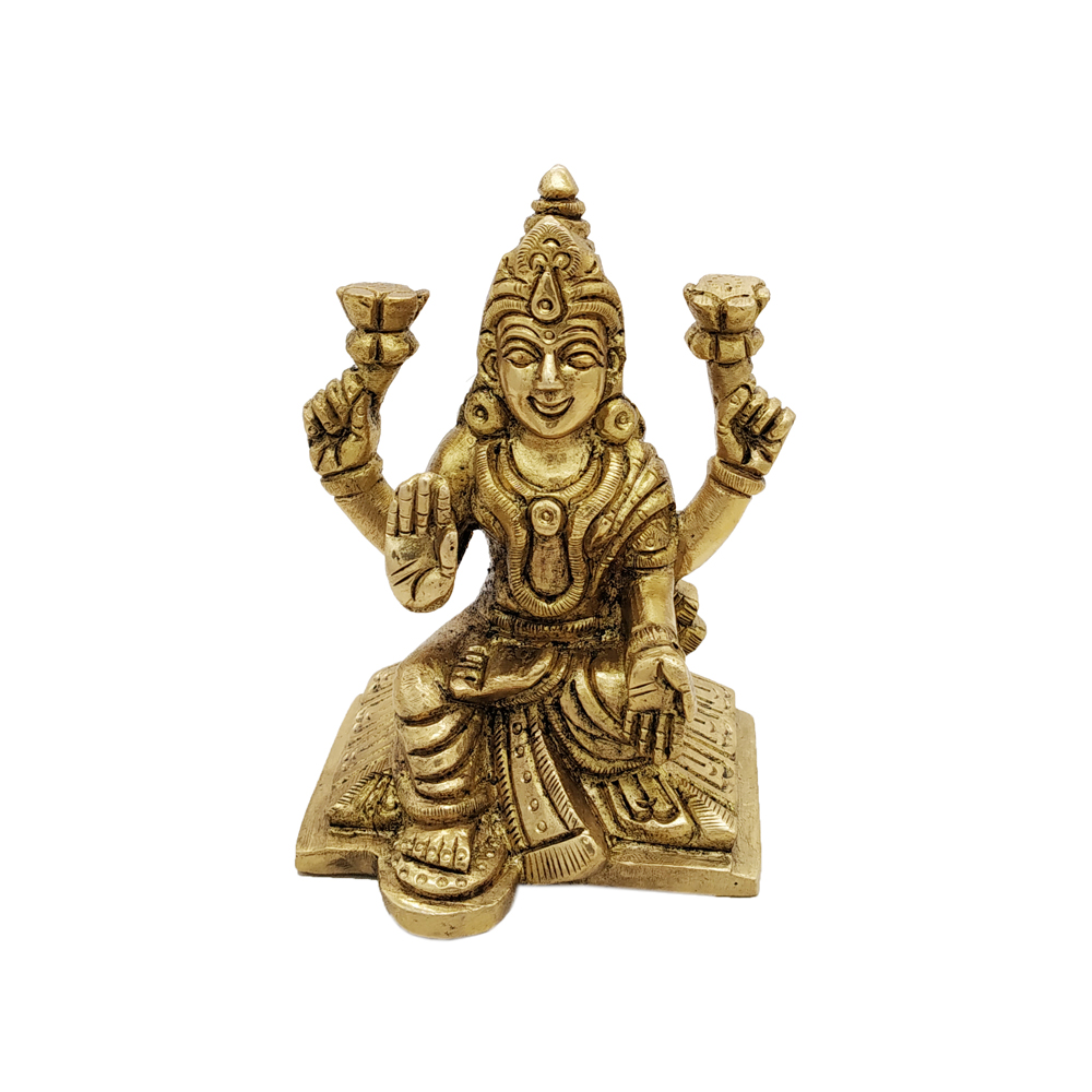 Brass Lakshmi Statue Goddess Idol Wealth Prosperity Hindu Religious ...