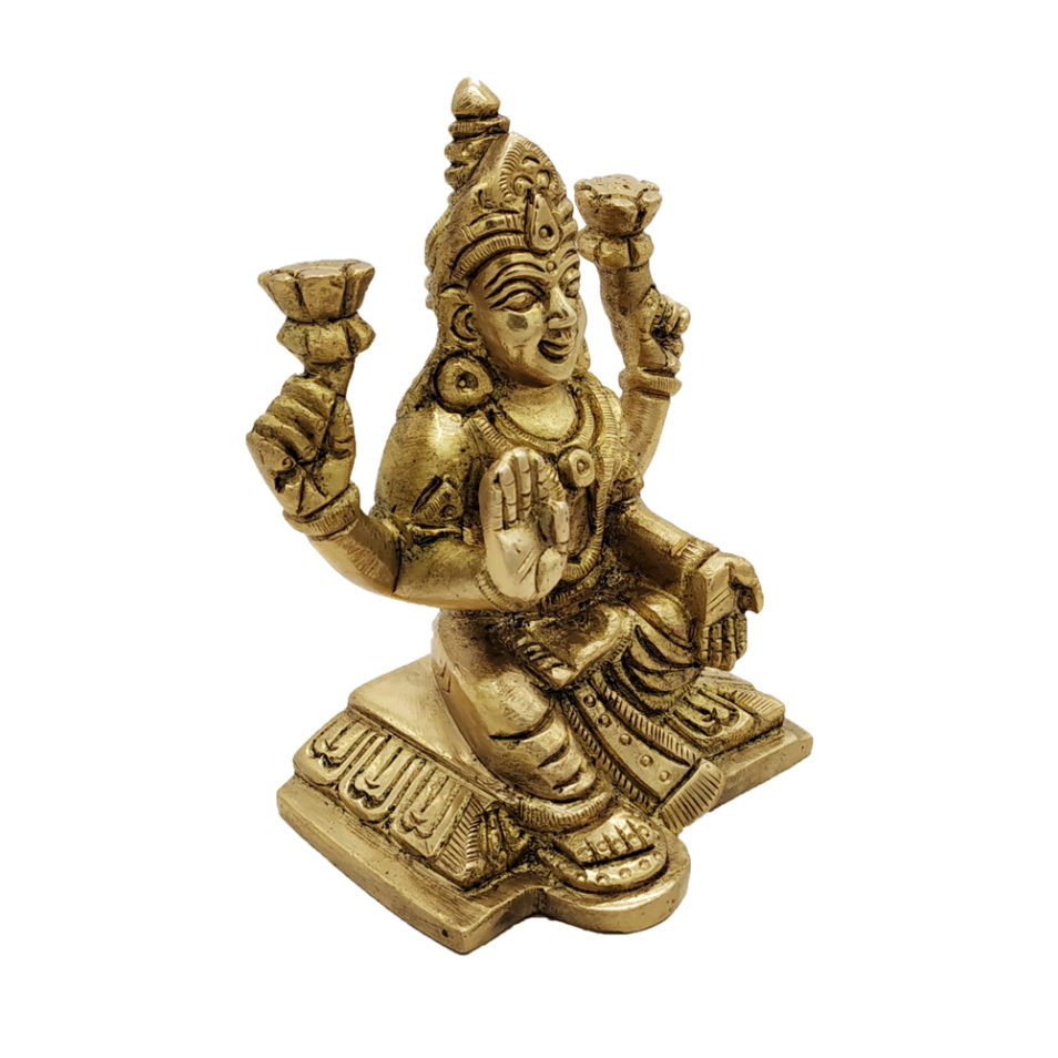 Brass Lakshmi Statue Goddess Idol Wealth Prosperity Hindu Religious