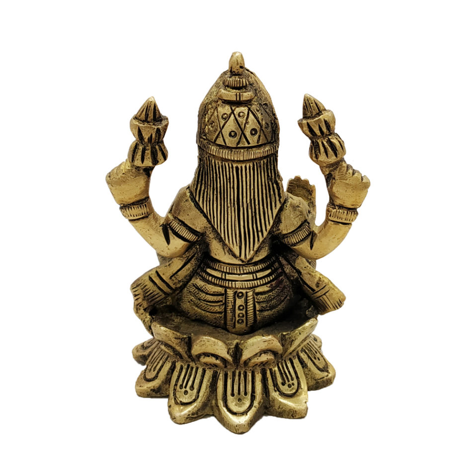 Brass Lakshmi Statue Goddess Idol Wealth Prosperity Hindu Religious