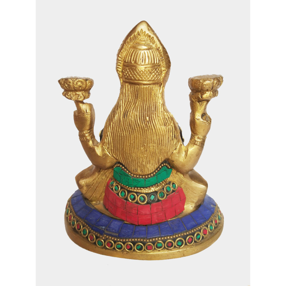 Brass Lakshmi Statue Goddess With Stone Work