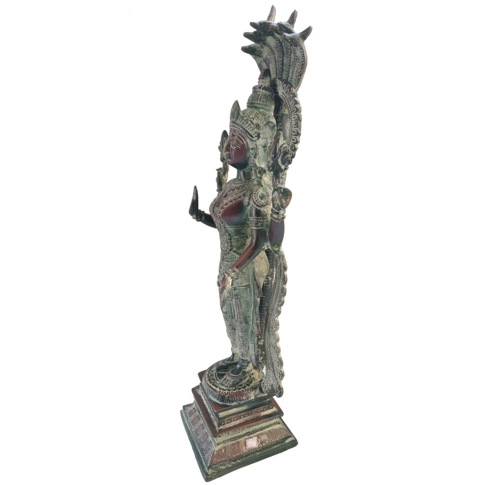 Brass Lakshmi Statue Goddess Idol Wealth Prosperity Hindu Religious