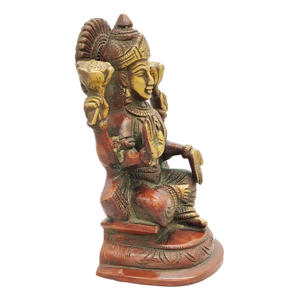 Brass Lakshmi Statue Goddess Idol Wealth Prosperity Hindu Religious