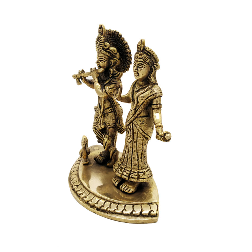 Brass Radha Krishna Statue Love Couple Hindu Religious