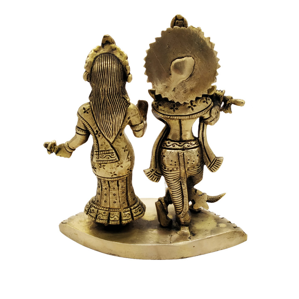 Brass Radha Krishna Statue Love Couple Hindu Religious