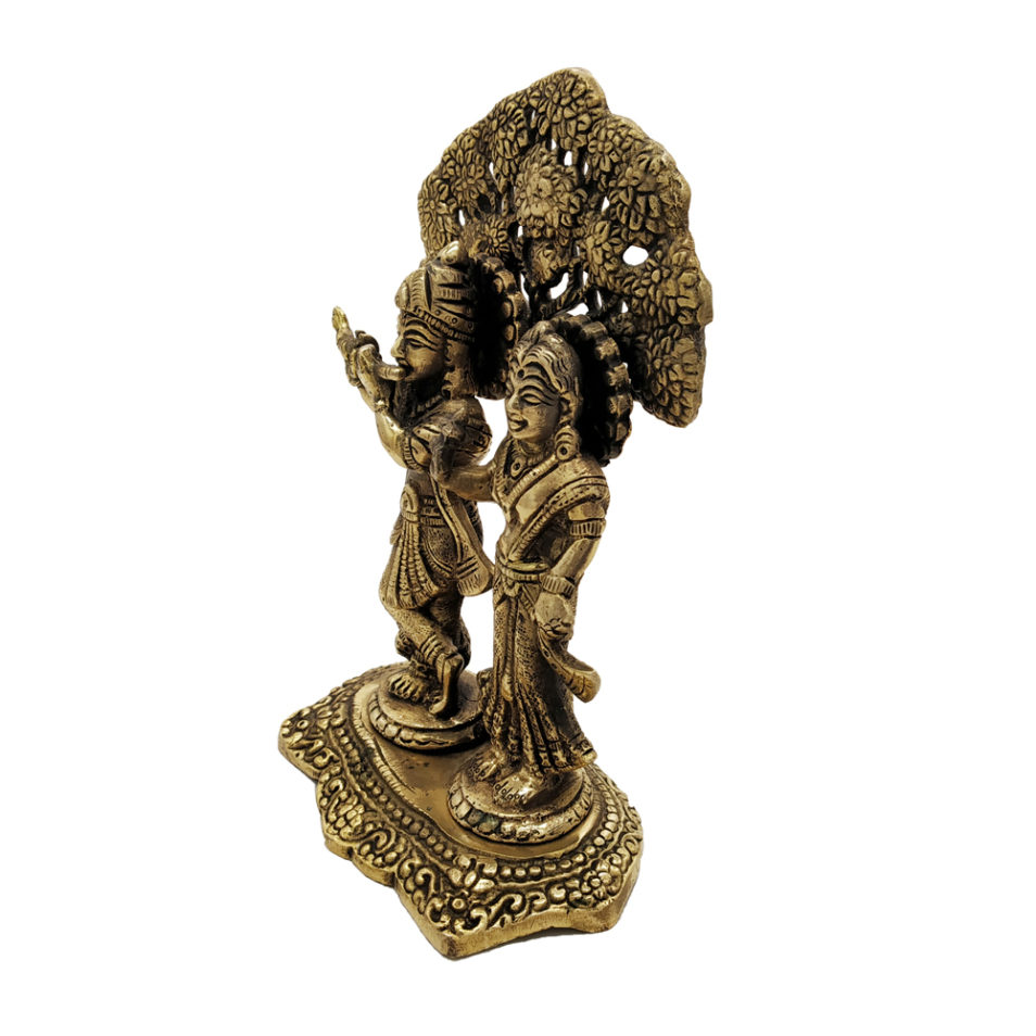 Brass Radha Krishna Statue Love Couple Hindu Religious