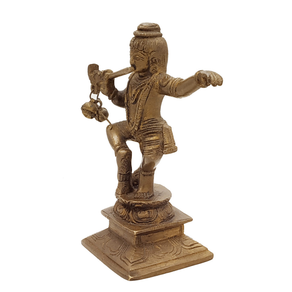 Brass Dancing Krishna Statue Bal Gopal Hindu Religious