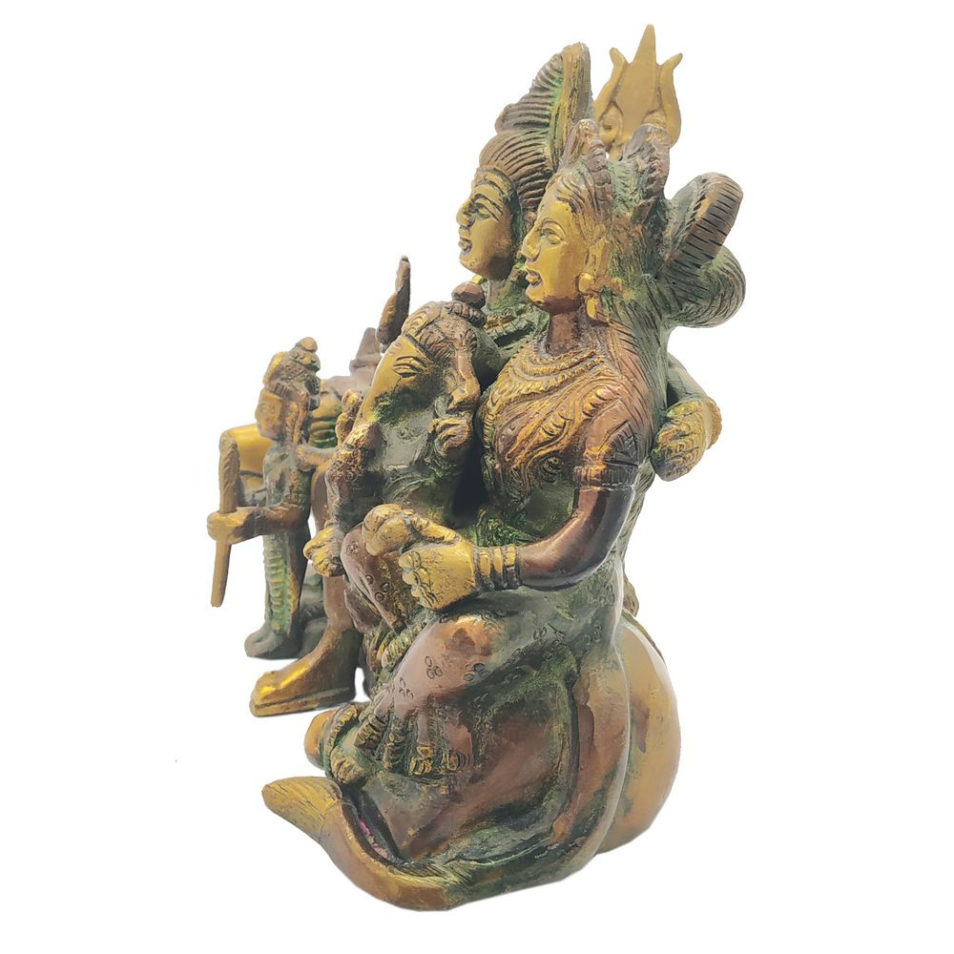 Brass Shiv Family Statue Shiva Ganesh Parvati Devi Hindu God Statue