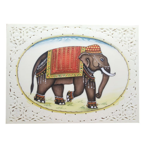 Painting Elephant Handmade Miniature Artwork water color resin tile 4X3