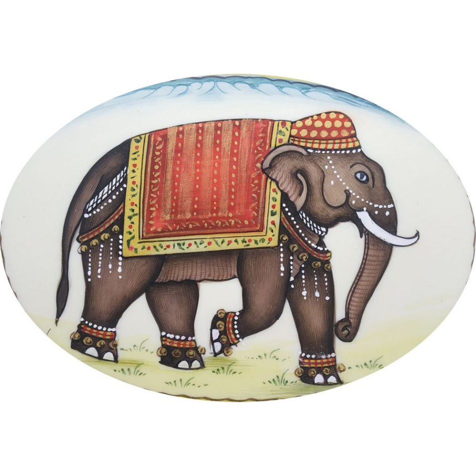 Painting Elephant Handmade Miniature Artwork water color resin tile 4X3