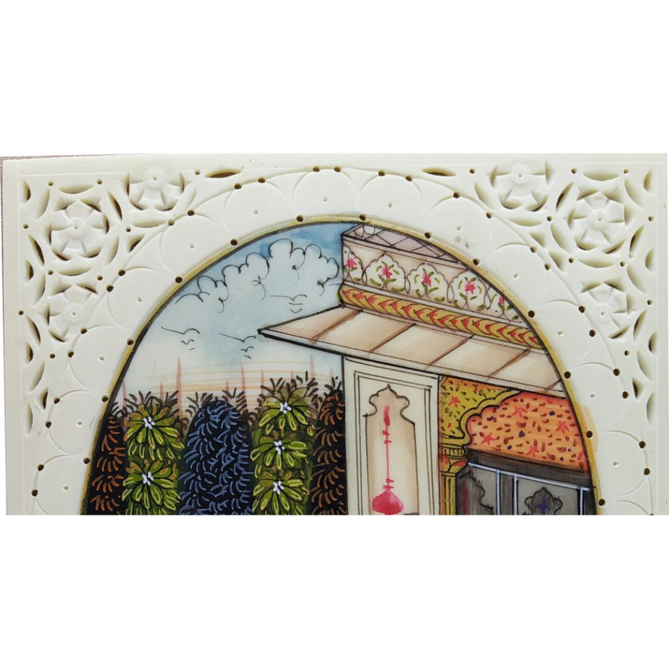 Painting Shajahan Mumtaj Handmade Miniature Artwork water color resin tile 4X3