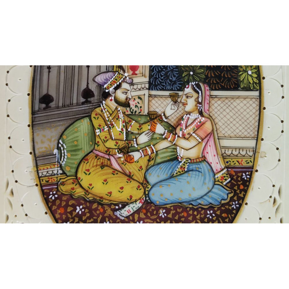 Painting Shajahan Mumtaj Handmade Miniature Artwork water color resin tile 4X3