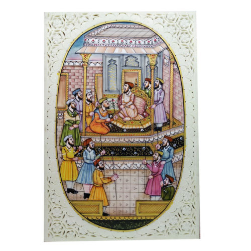 Painting Mughal Court Handmade Miniature Artwork water color resin tile 6X4