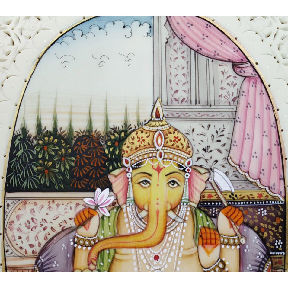 Painting Ganesh Handmade Miniature Artwork water color resin tile Ganesha 6X4