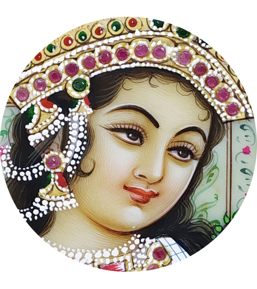 Painting Shajahan Mumtaj Pair Handmade Miniature Artwork water color resin tile 6X4