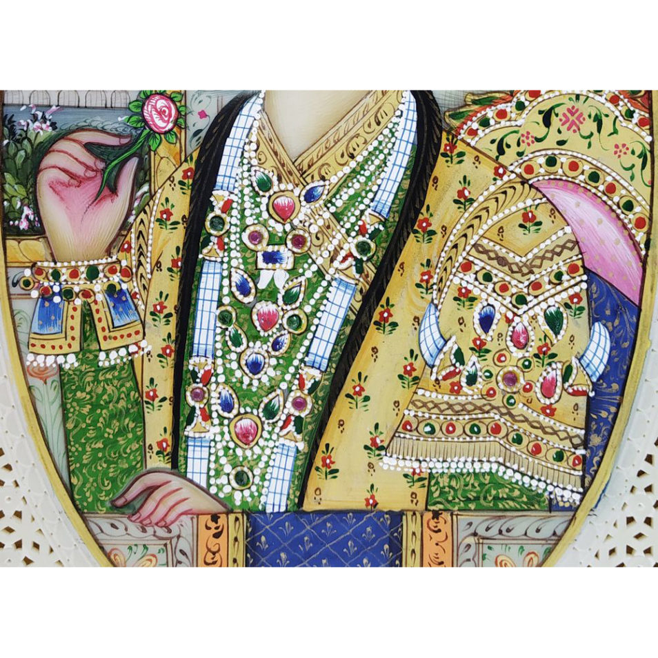 Painting Shajahan Mumtaj Pair Handmade Miniature Artwork water color resin tile 6X4