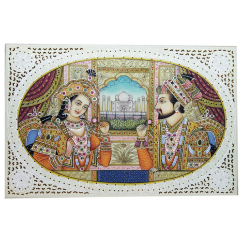 Painting Shajahan Mumtaj Handmade Miniature Artwork water color resin tile 6X4