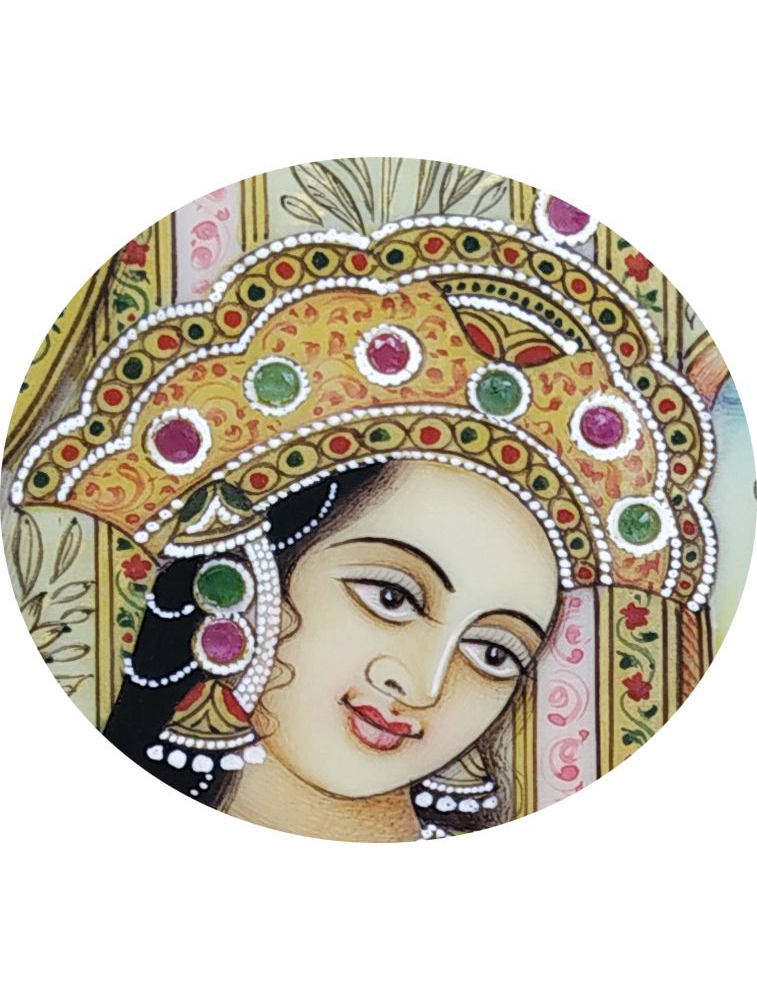 Painting Shajahan Mumtaj Handmade Miniature Artwork water color resin tile 6X4