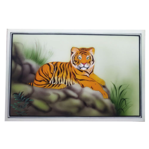 Painting Tiger Handmade Miniature Artwork water color resin tile 6X4