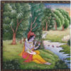 Painting Radha Krishna Handmade Miniature Artwork water color resin tile 4X8