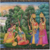 Painting Radha Krishna Handmade Miniature Artwork water color resin tile 4X8