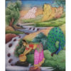 Painting Radha Krishna Handmade Miniature Artwork water color resin tile 4X8