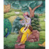 Painting Radha Krishna Handmade Miniature Artwork water color resin tile 4X8