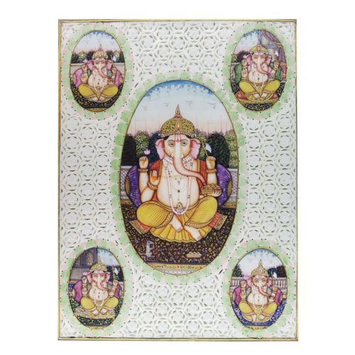 Painting Ganesh Handmade Miniature Artwork water color resin tile Ganesha 6X8