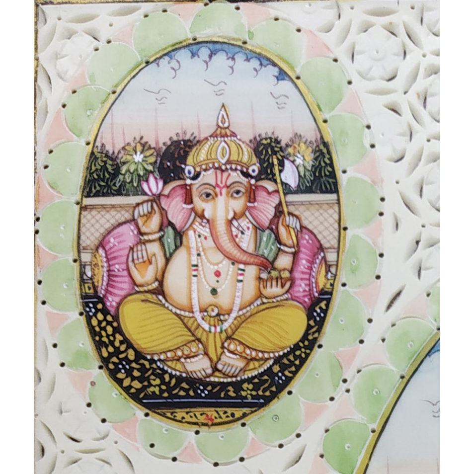 Painting Ganesh Handmade Miniature Artwork water color resin tile Ganesha 6X8