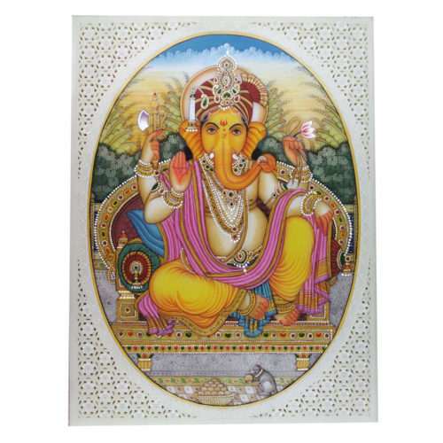 Painting Ganesh Handmade Miniature Artwork water color resin tile Ganesha 6X8