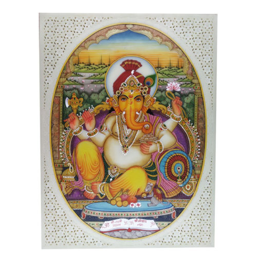 Painting Ganesh Handmade Miniature Artwork water color resin tile Ganesha 6X8