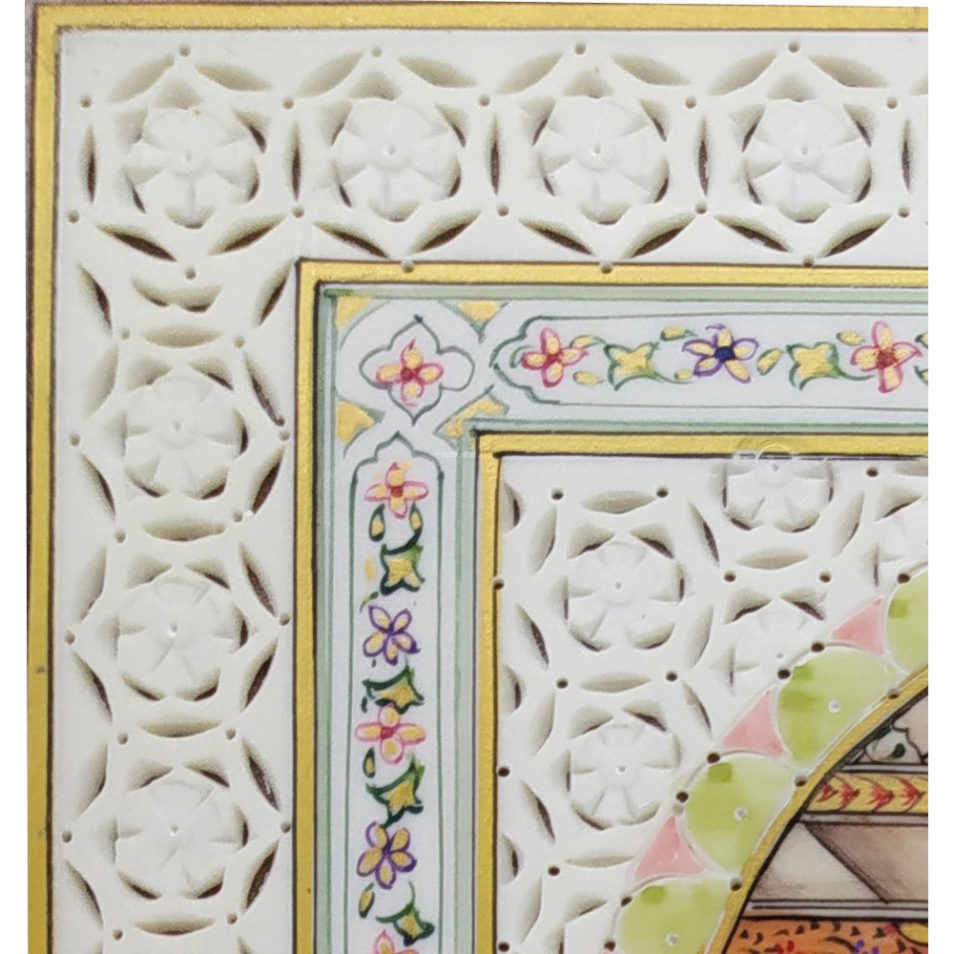 Painting Shajahan Mumtaj Handmade Miniature Artwork water color resin tile 6X8