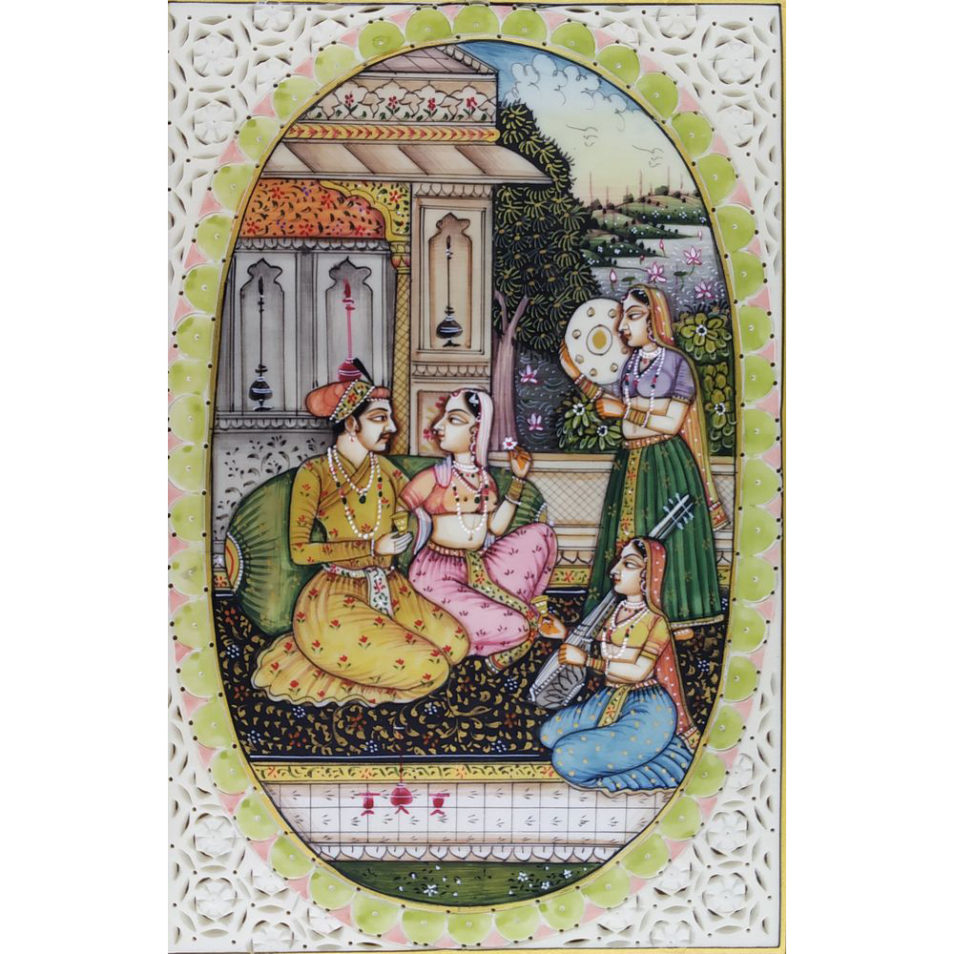 Painting Shajahan Mumtaj Handmade Miniature Artwork water color resin tile 6X8