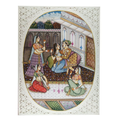 Painting Shajahan Mumtaj Handmade Miniature Artwork water color resin tile 6X8