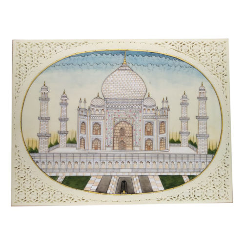 Painting Taj Mahal Handmade Miniature Artwork water color resin tile 6X8