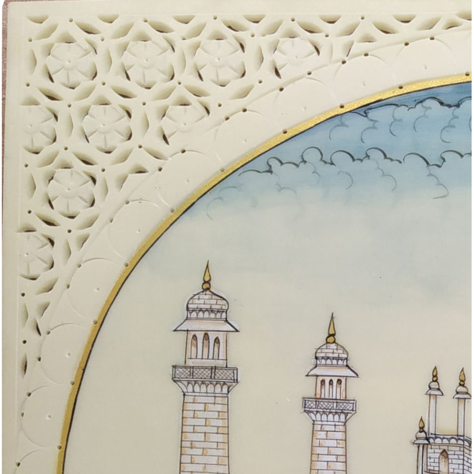 Painting Taj Mahal Handmade Miniature Artwork water color resin tile 6X8