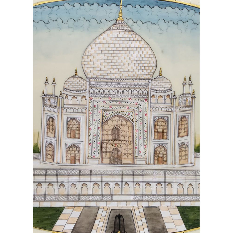 Painting Taj Mahal Handmade Miniature Artwork water color resin tile 6X8