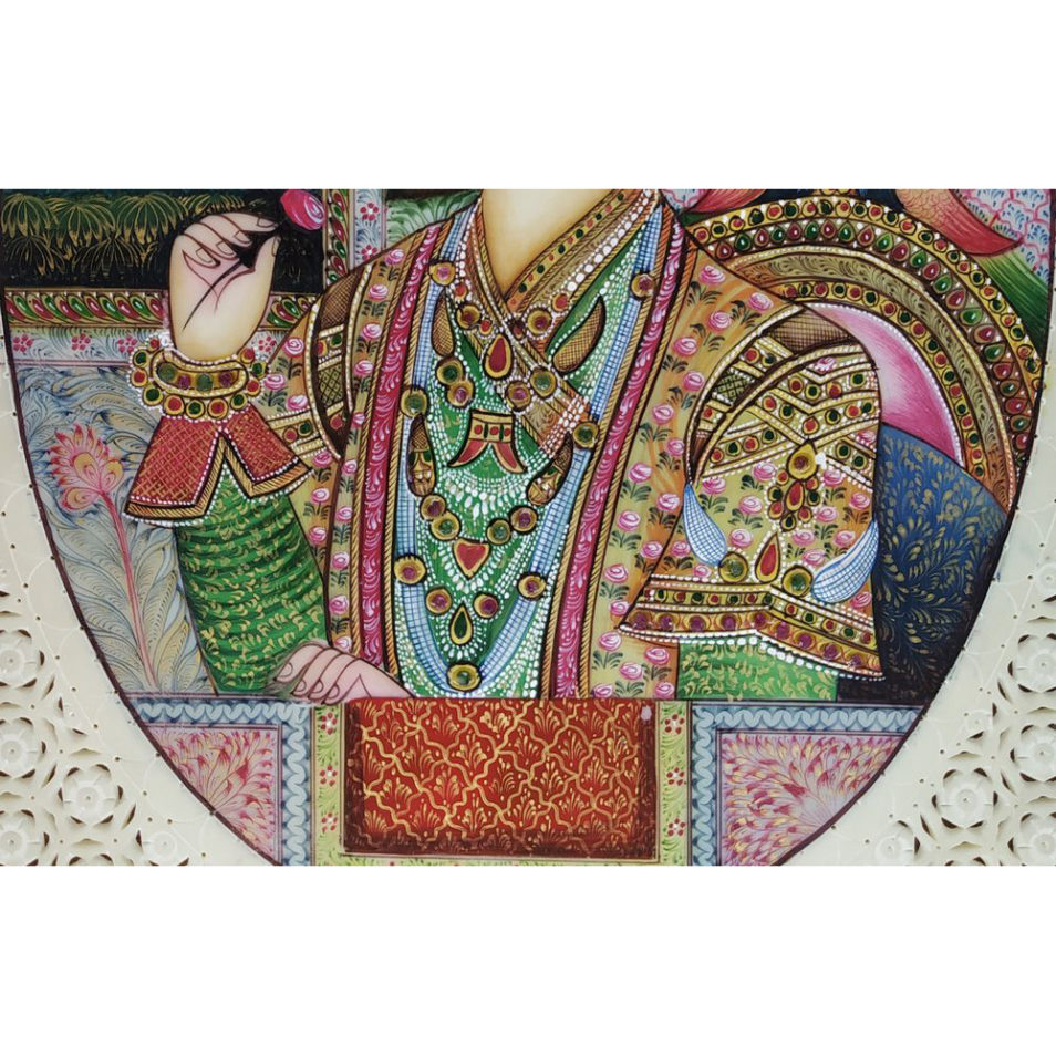 Painting Shajahan Mumtaj Pair Handmade Miniature Artwork water color resin tile 6X8