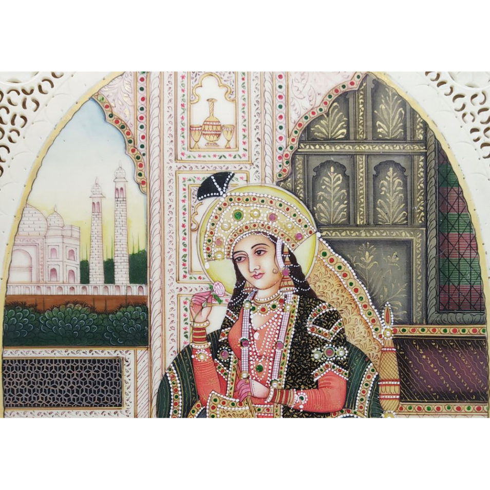 Painting Shajahan Mumtaj Pair Handmade Miniature Artwork water color resin tile 6X8