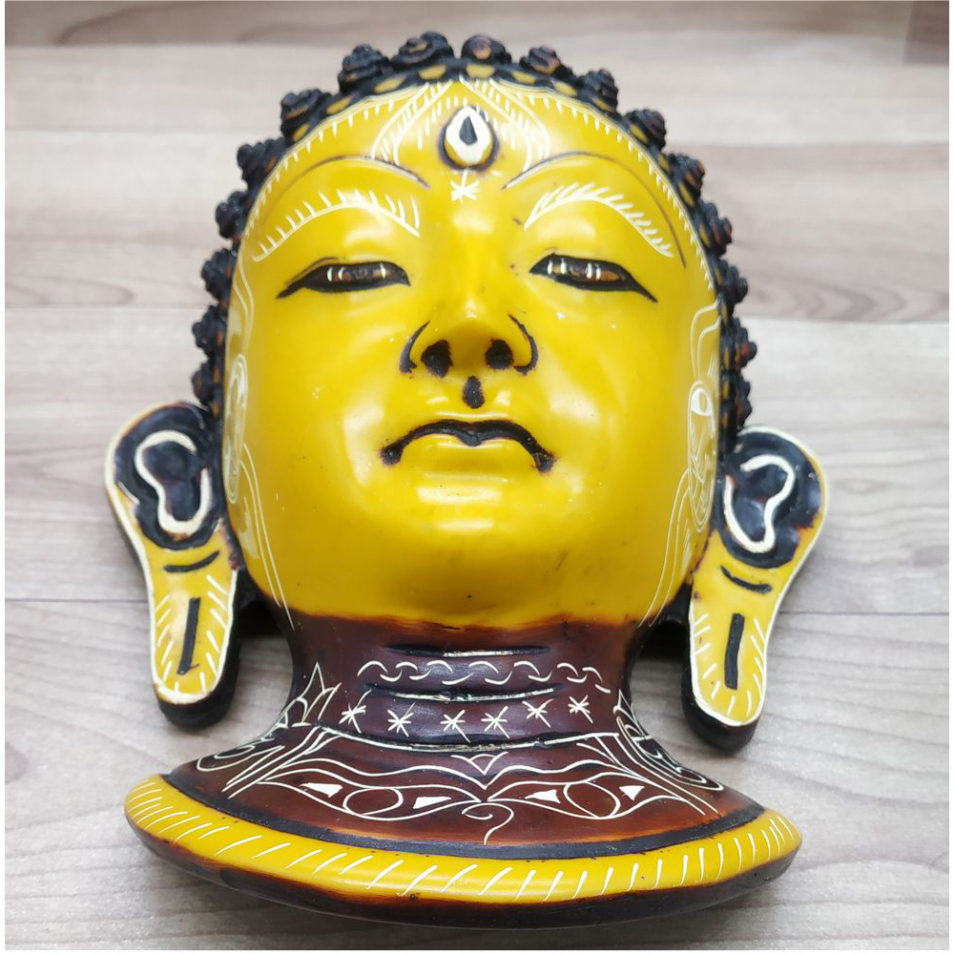 Buddha Mask Wall hanging Art Sculpture painting and carving mask Decor