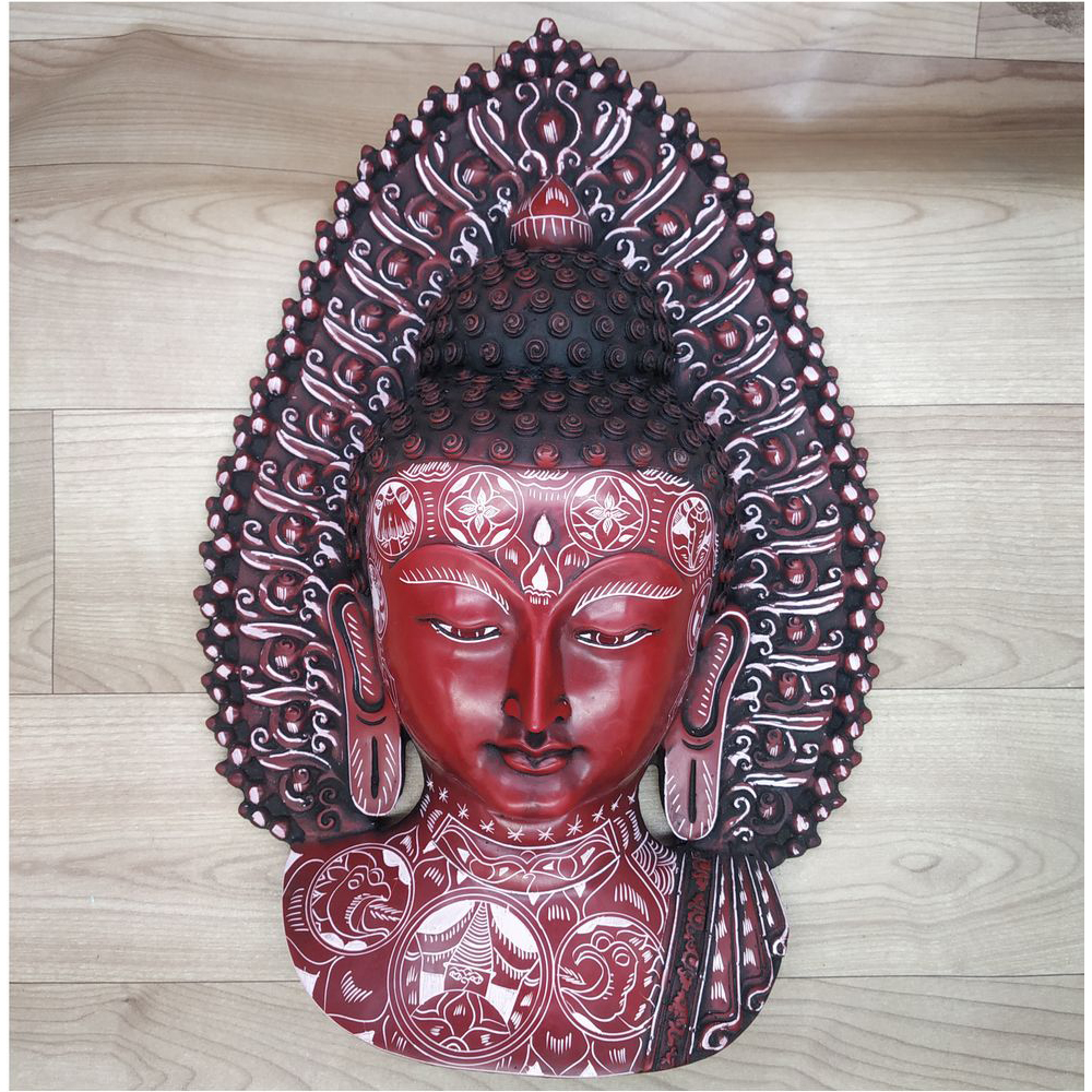 Buddha Mask Wall hanging Art Sculpture painting and carving mask Decor