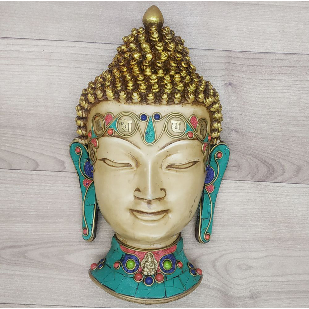 Buddha Mask with Gemstone Wall hanging Art Sculpture wall Decor