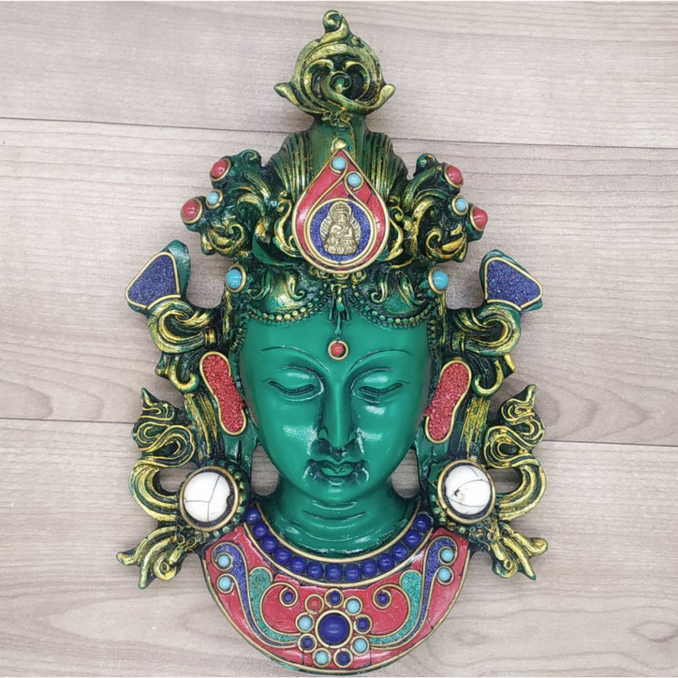 Buddha Mask with Gemstone Wall hanging Art Sculpture wall Decor