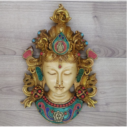 Buddha Mask with Gemstone Wall hanging Art Sculpture wall Decor