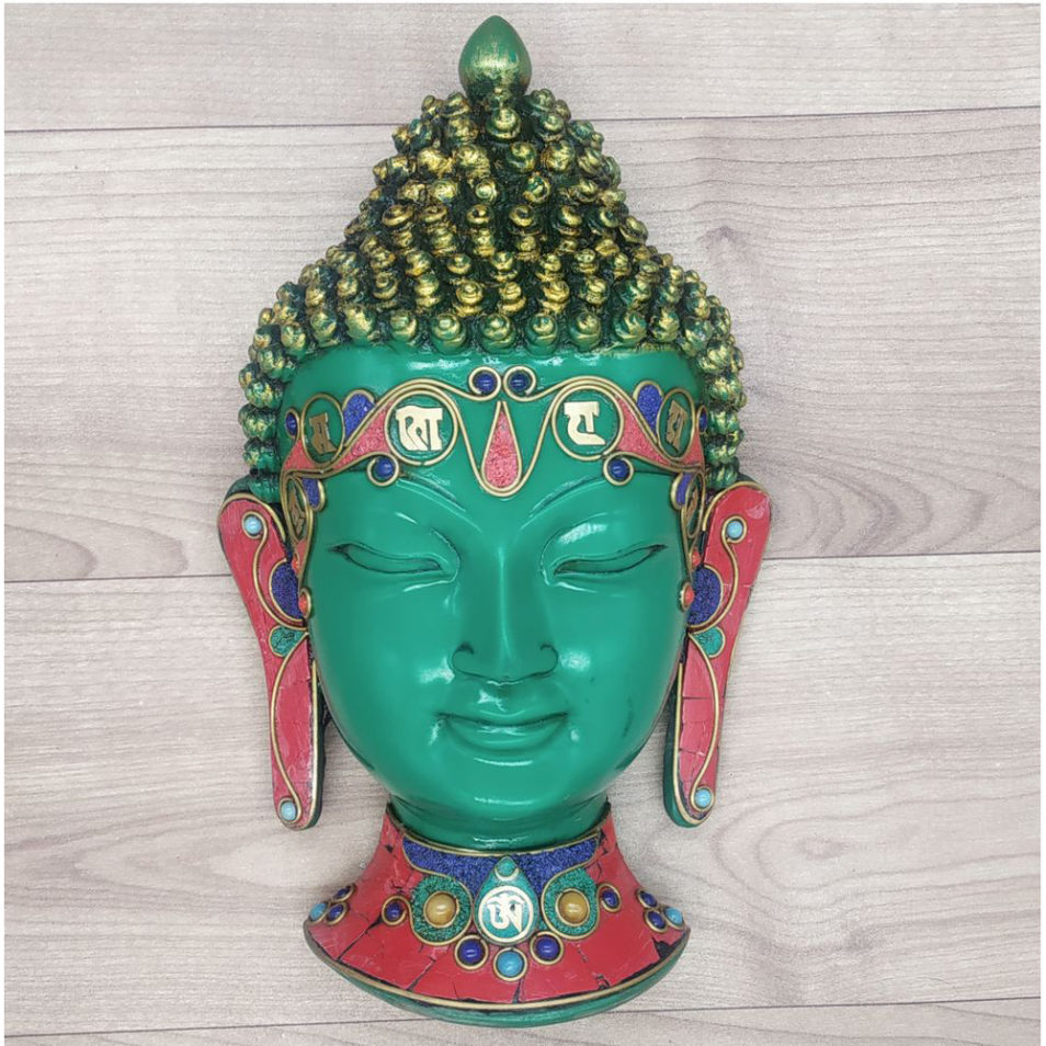 Buddha Mask with Gemstone Wall hanging Art Sculpture wall Decor