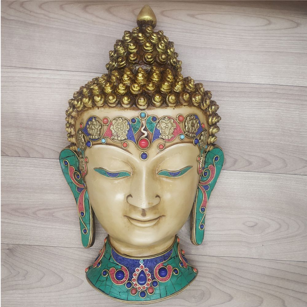 Buddha Mask with Gemstone Wall hanging Art Sculpture wall Decor